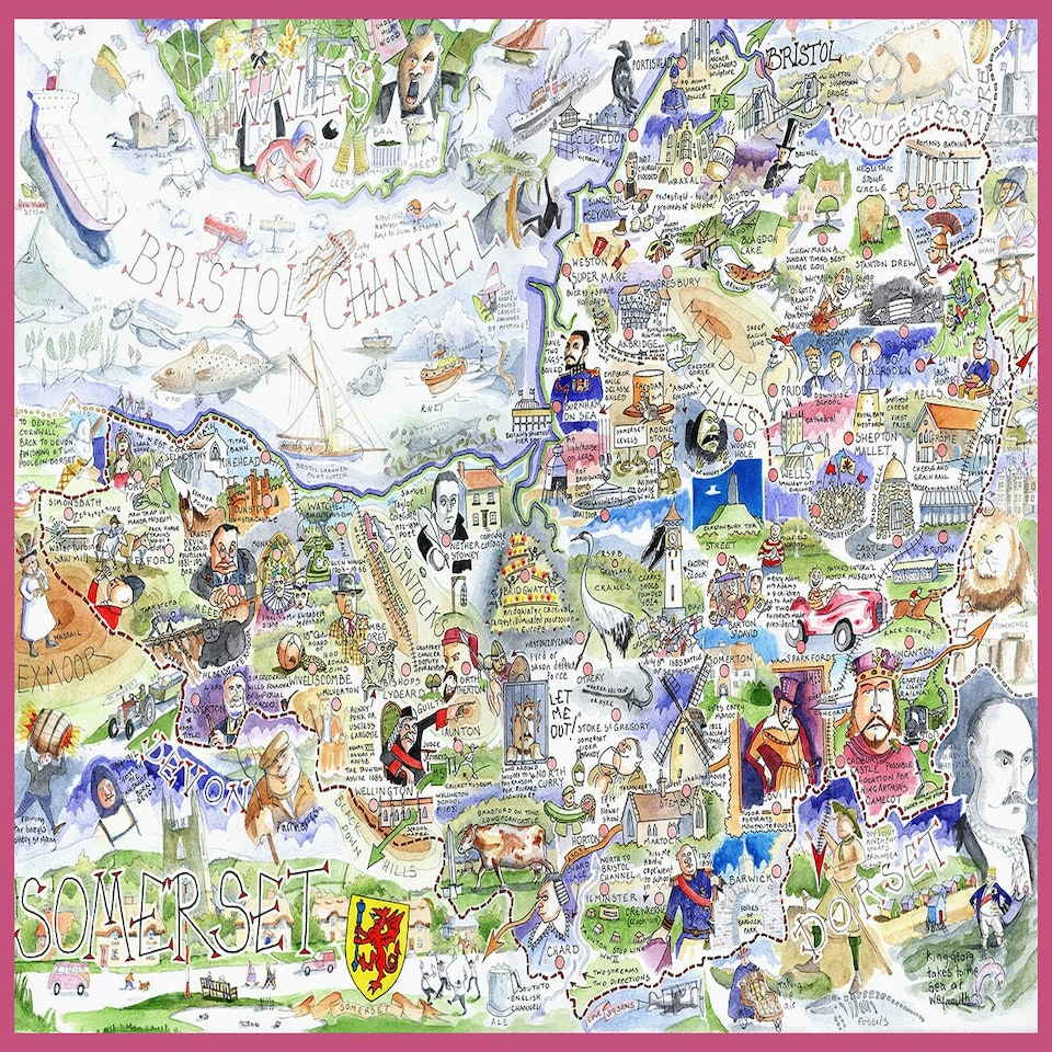 image 1 of Map of Somerset - Tim Bulmer 1000 Piece Jigsaw Puzzle