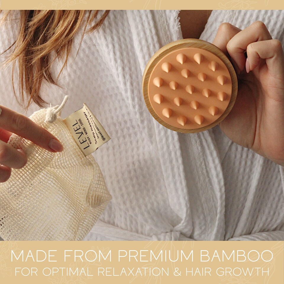 image 1 of LEVEL Wellbeing Bamboo Scalp Massager