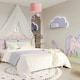 image 9 of Soft Blush Pink Velvet Pendant Lamp Shade with Hanging Felt Stars and Clouds | Pink