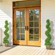 image 7 of HOMCOM Set of 2 Potted Artificial Plants, Topiary Spiral Boxwood Trees | Green | Boxwood Green | 5ft
