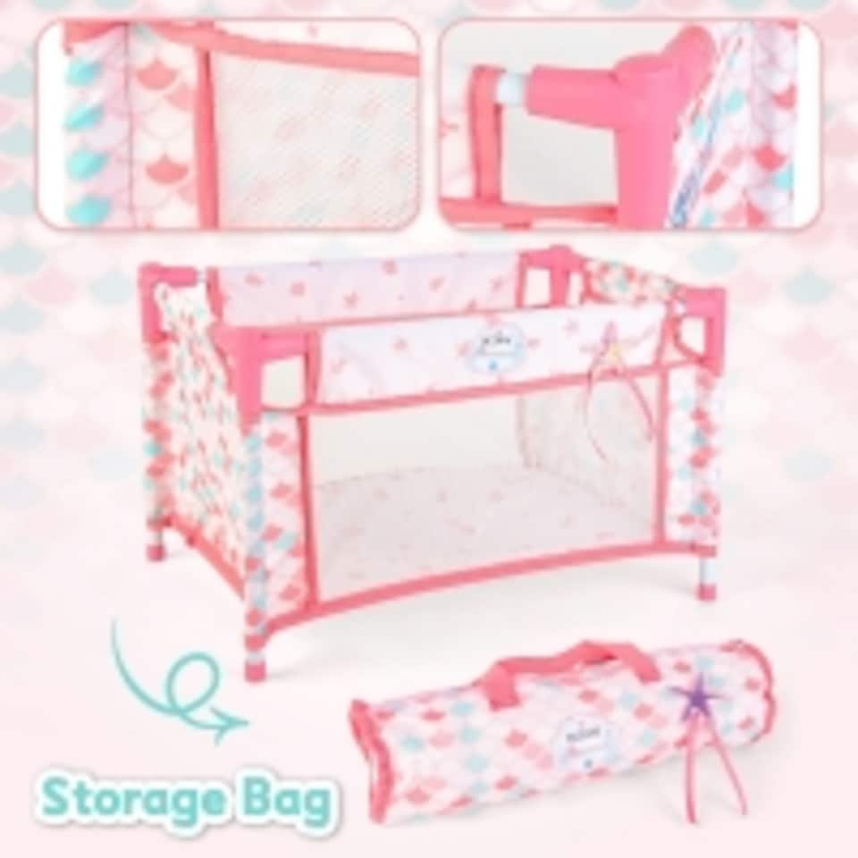 image 1 of Deluxe Mermaid-Themed Baby Doll Playset with Stroller, Crib, Play Mat & Feeding Accessories – Role Play Toy for Girls 3+