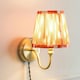 image 2 of ValueLights Neely Pair of - Plug in Antique Brass Easy Fit Wall Lights with Orange Pleated Fabric Tapered Lampshade