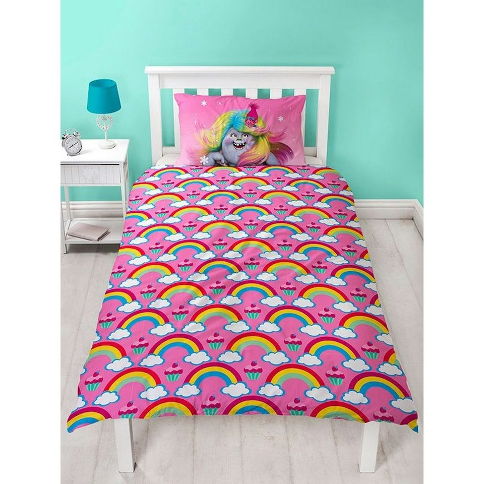 image 1 of Trolls Dreams Rainbow Duvet Cover Set - Pink/Blue - Single Pink | Single