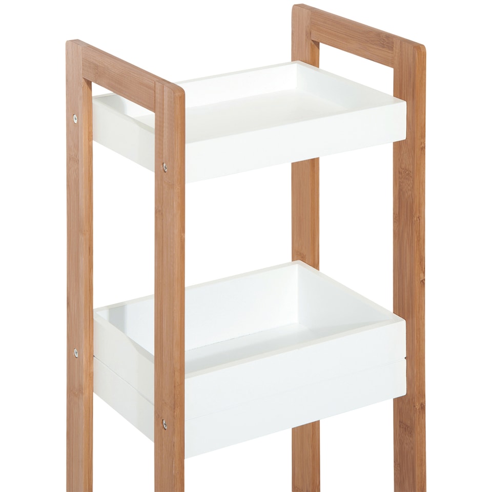 image 1 of HOMCOM 3-Tier Bathroom Rack Storage Shelf Bamboo Organiser Shower Tower for Narrow Place