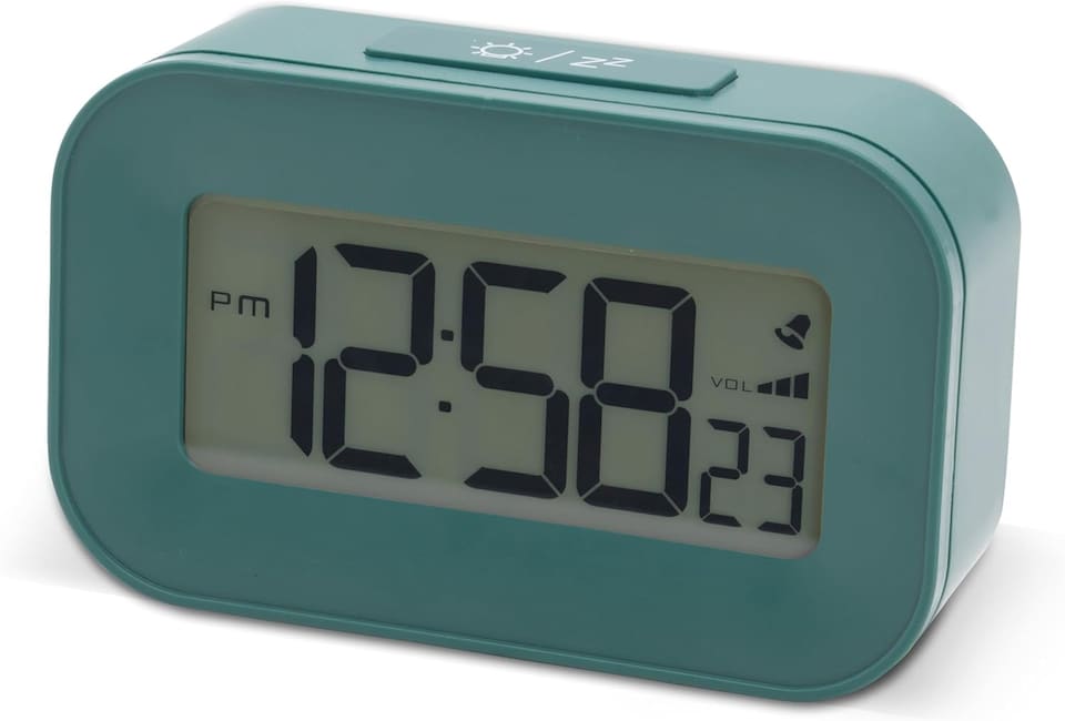 image 1 of Acctim Kyle Digital Alarm Clock, LCD Digital Display with White Backlight, Snooze Function, Volume Control | Green | Lagoon