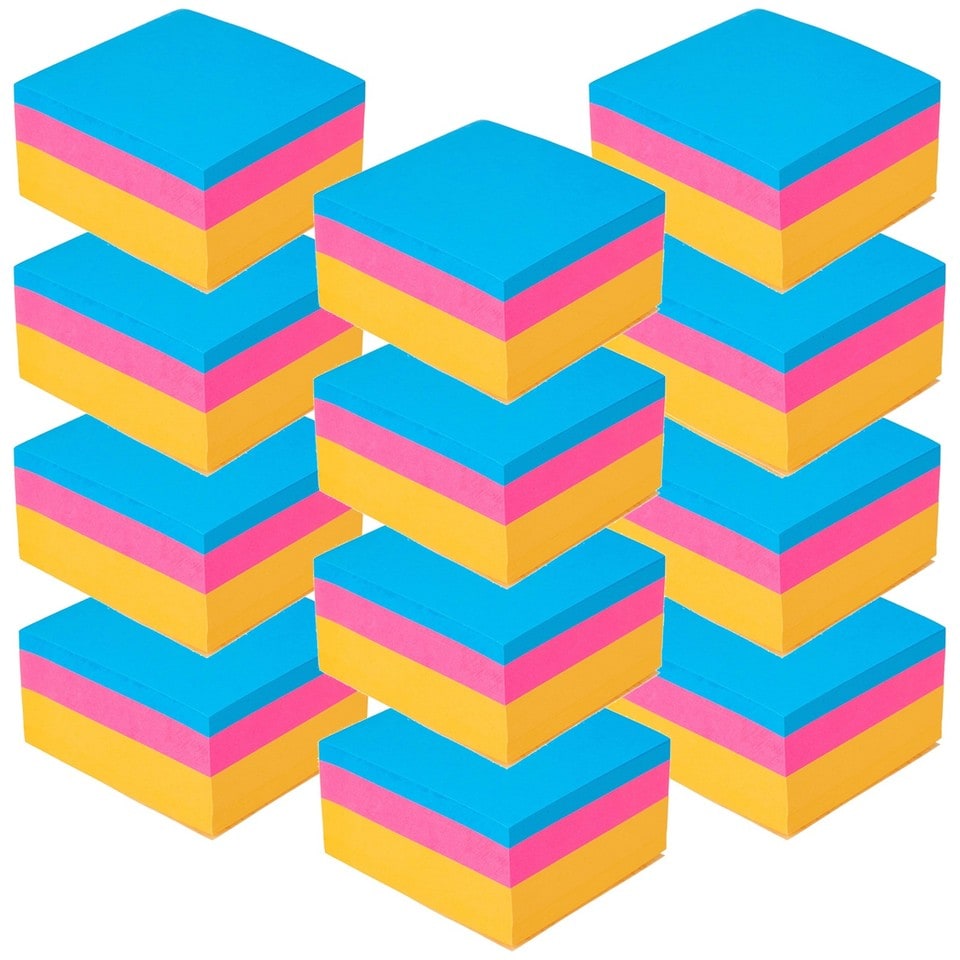 image 1 of 400 Assorted Neon Bright Post-it Sticky Notes Reminder Memo Pads Pack 76X76mm