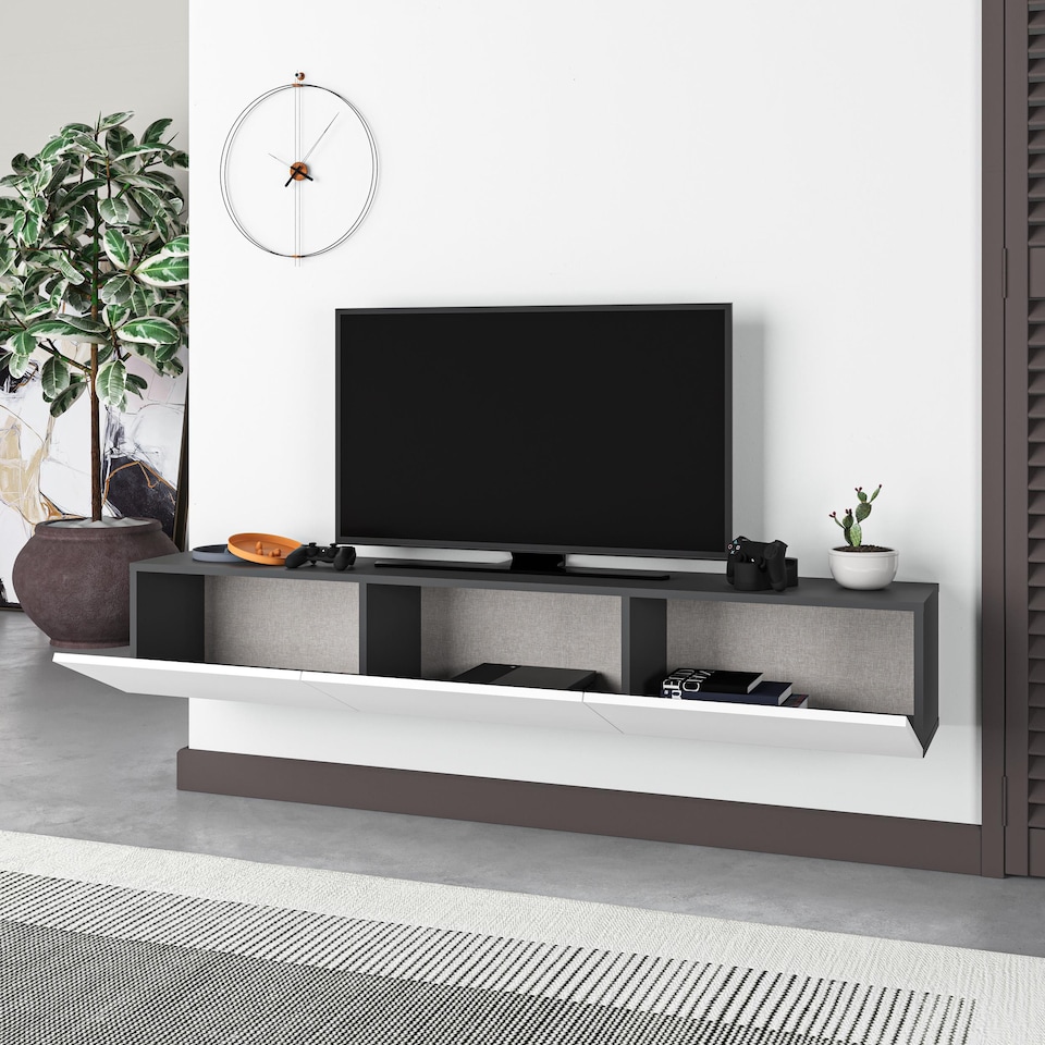 image 1 of Decortie Francy TV Stand 180x32x30cm Anthracite Grey