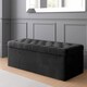 image 1 of 137cm SD Ottoman Storage Box, Black Velvet Upholstered Chesterfield Storage Ottoman Box