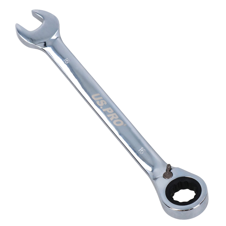 image 1 of 16mm Reversible Cranked Offset Ratchet Combination Spanner Wrench 72 Teeth