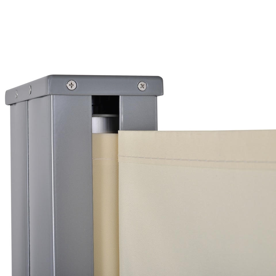 image 1 of Outsunny Retractable Double Side Awning Screen Fence Privacy Beige, 6x1.6m | White | Beige | 1