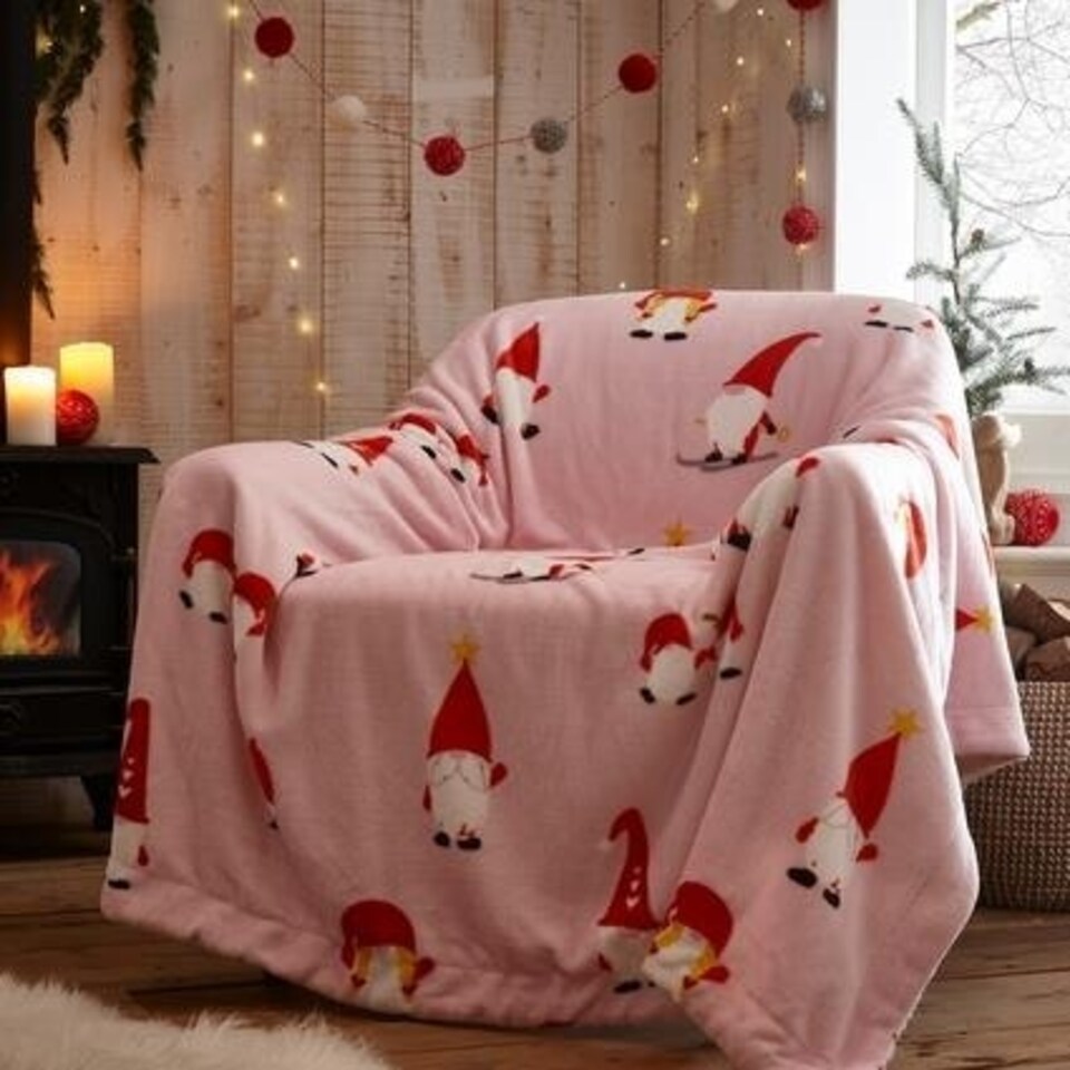 image 1 of Christmas Gonks Pink Sherpa Throw Pink | 130x170cm