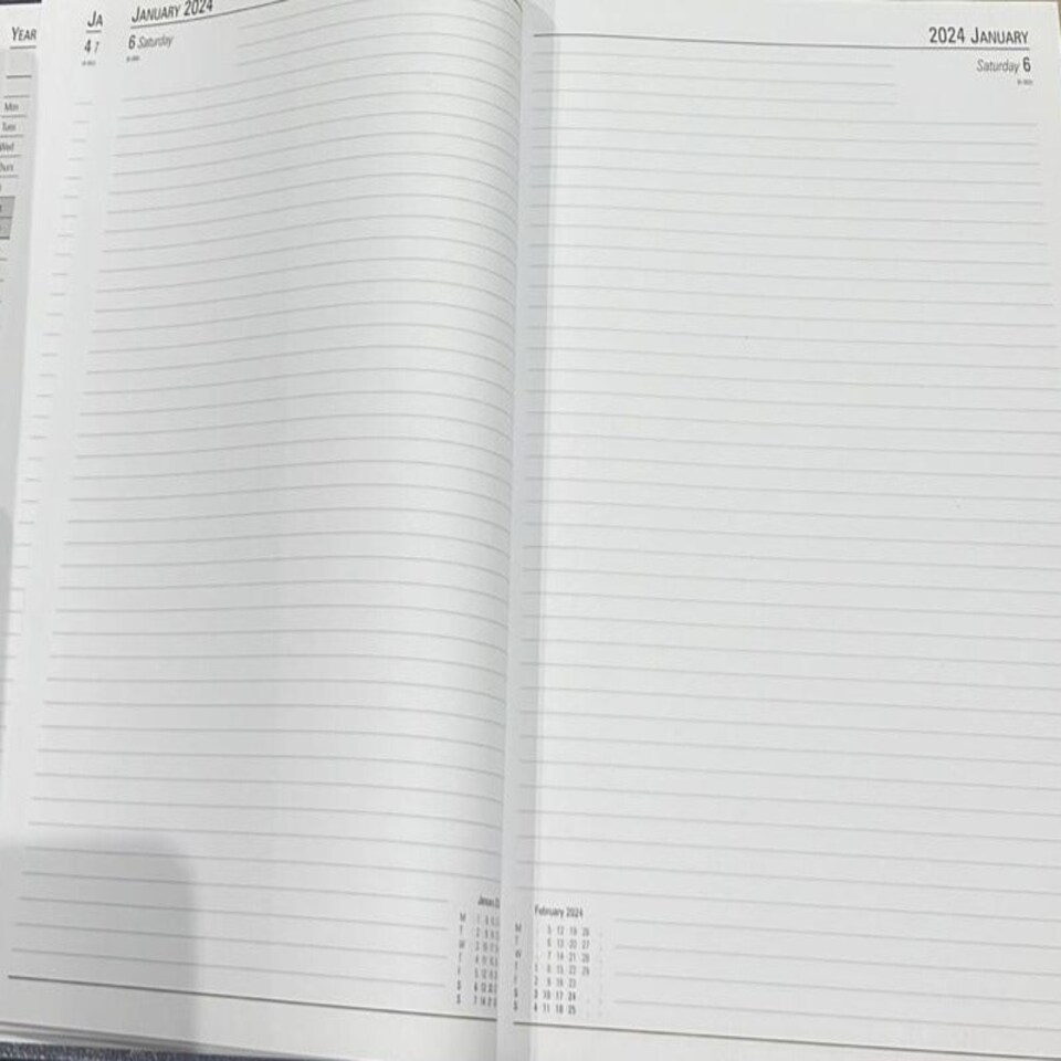 image 1 of 2024 A4 2 Pages Per Day Burgundy Desk Diary