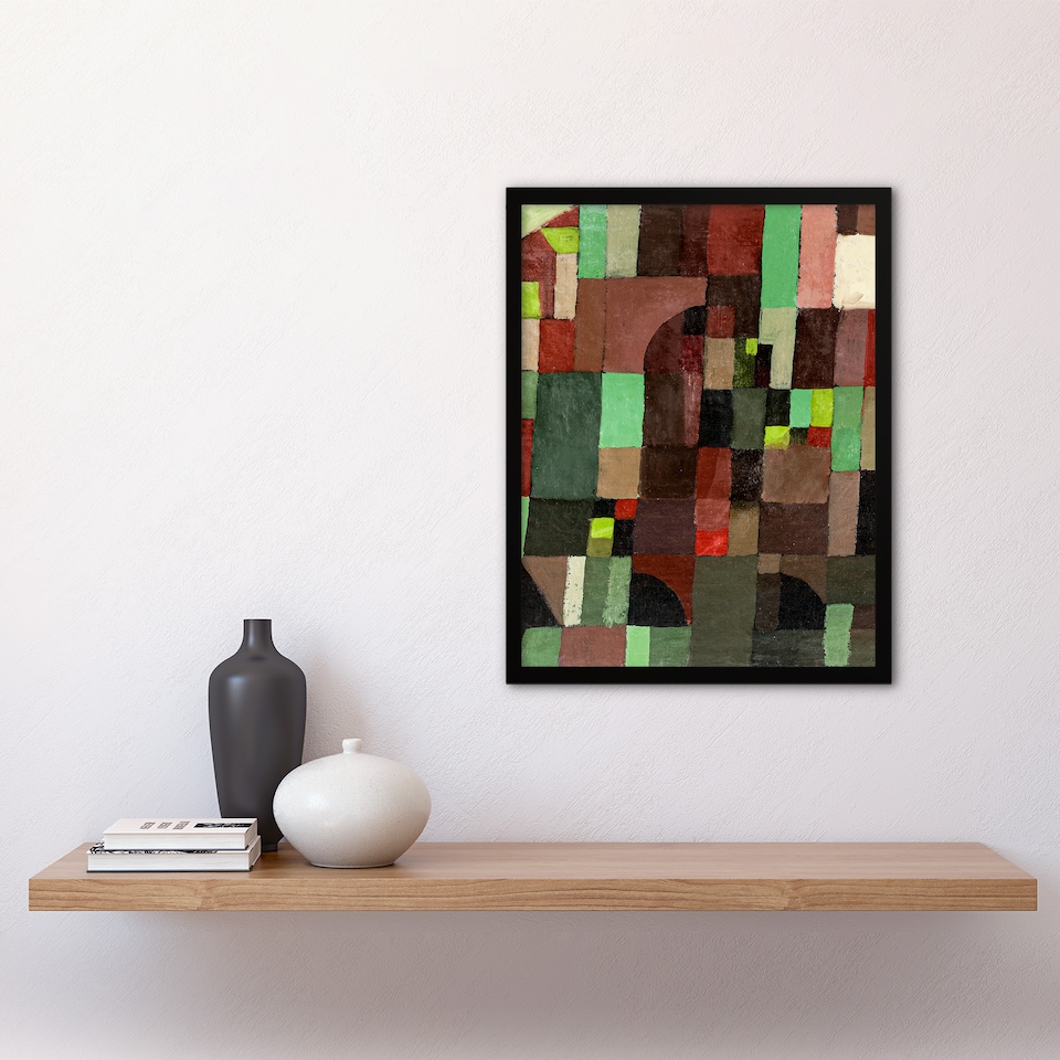 image 1 of Paul Klee Framed Wall Art Print Red and Green Architecture Abstract Home Décor