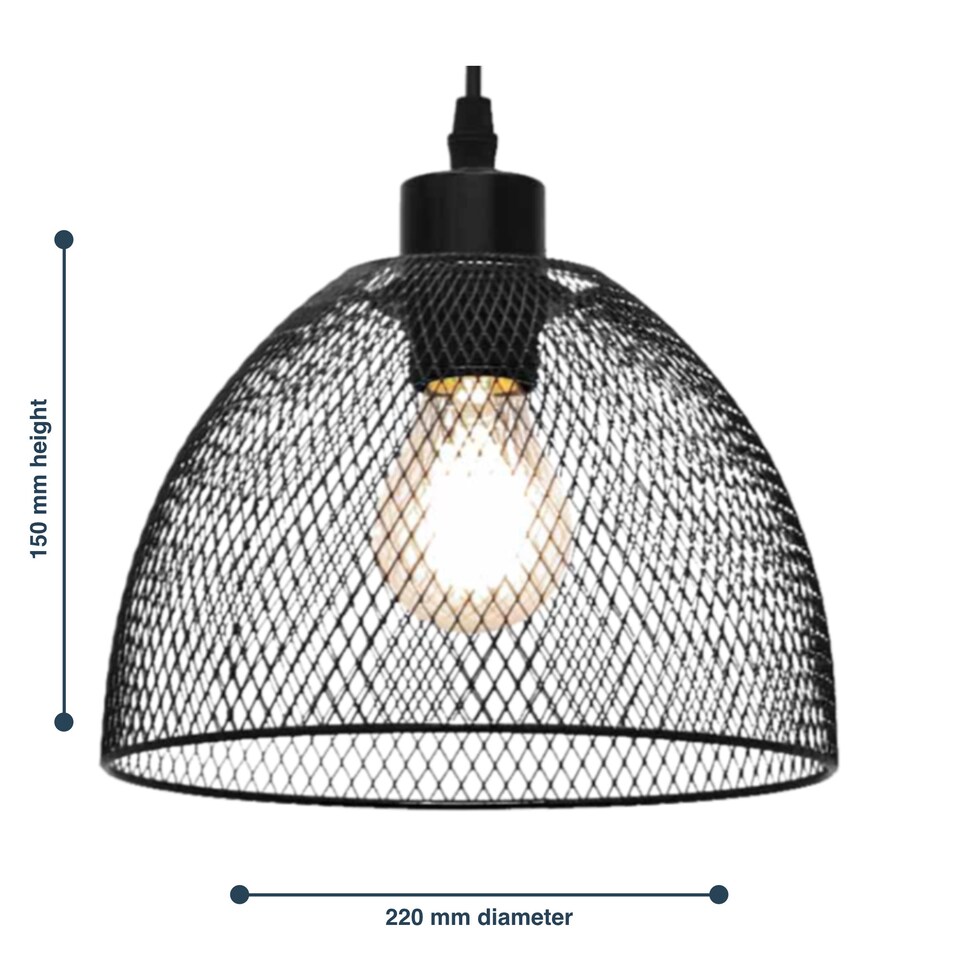 image 1 of Cassidy - Medium Black Mesh Easy Fit Metal Pendant Shade | Black | Medium | 1