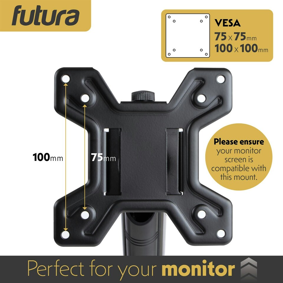 image 1 of Futura Dual Monitor Arm Desk Mount, Gas Spring Adjustable Stand for 13-32 Inch Screens | Black | Black | 1