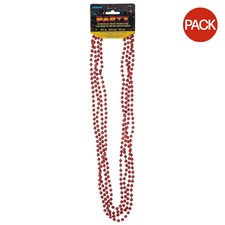 Unique Party Beaded Metallic Necklace (Pack of 4) - Red - One Size One Size