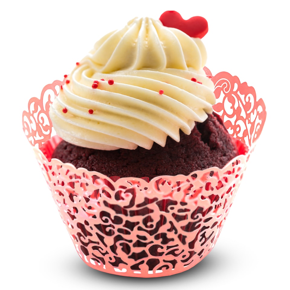image 1 of Cupcake Wrappers Laser Cut Floral Design Paper Cup Holders - 25pcs