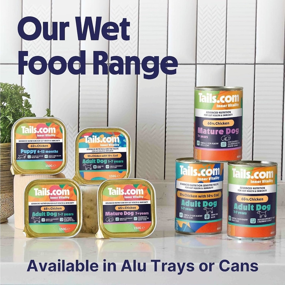 image 1 of Tails.com Inner Vitality Wet Dog Food Alu Tray Sensitive Adult Chicken & Cod 11 x 150g