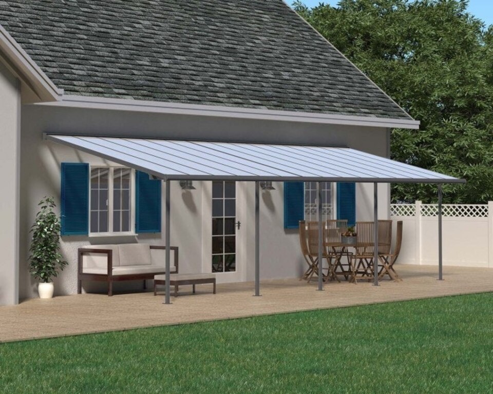image 1 of Patio Cover Sierra 3 x 8.51 Clear - Polycarbonate - L860 x W299 x H305 cm - Grey | Grey