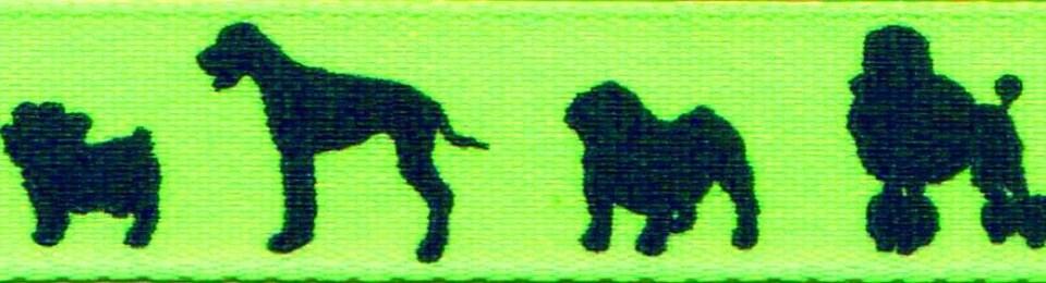 Berisfords 7 Kiwi 15mm Dogs Ribbon for Dressmaking - per metre