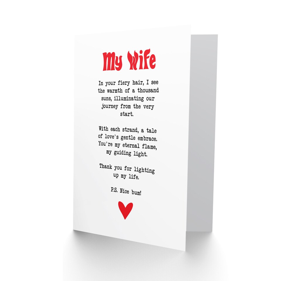 image 1 of Greeting Card Love Poem Ginger Wife Romantic Funny Anniversary