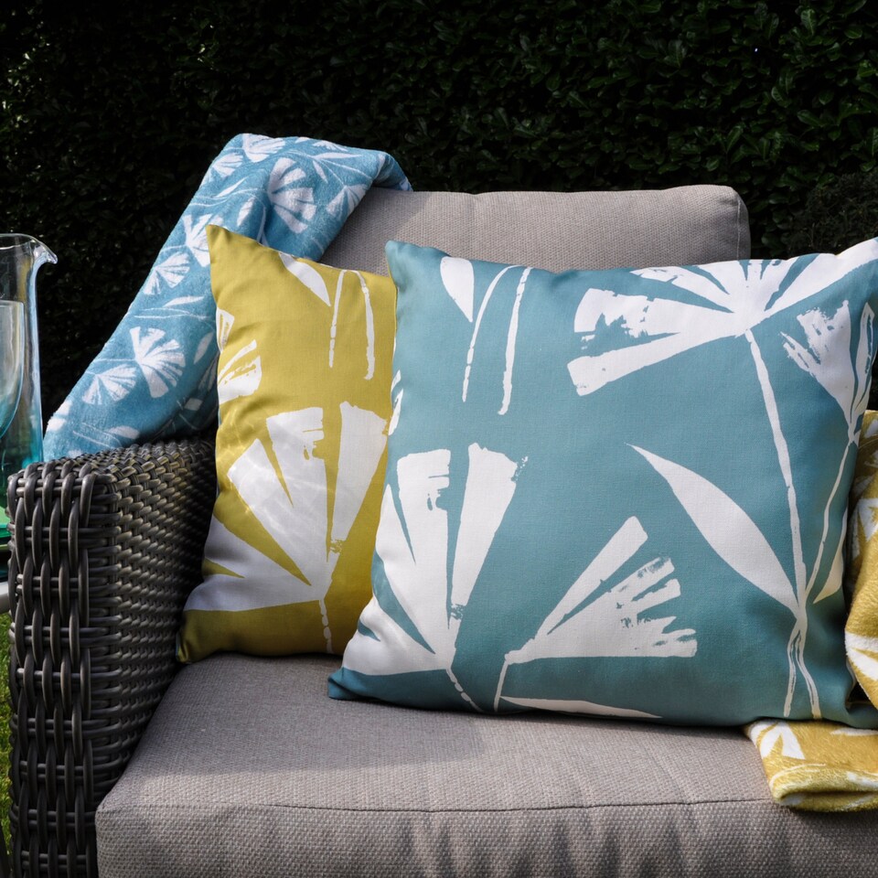 image 1 of Fusion Alma Outdoor Cushion Cover Teal/Ochre