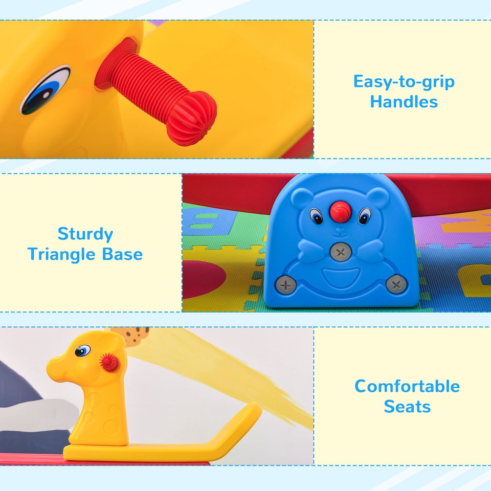 image 1 of HOMCOM Kids Seesaw Teeter Totter 2 Seats with Easy-Grip Handles Multicolour