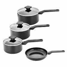 Stoven Noir 4 Piece Saucepan Set with 24cm Frying Pan