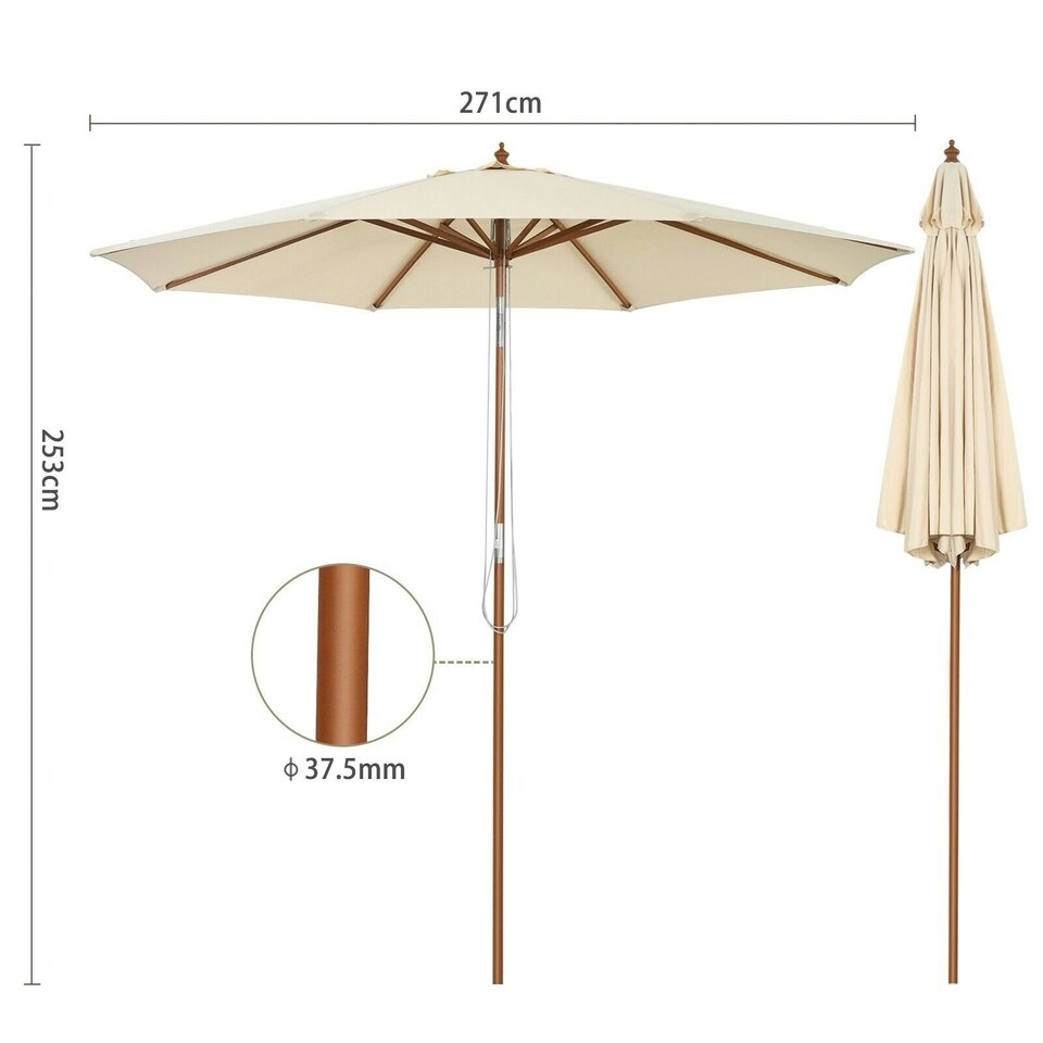 image 1 of COSTWAY 2.7M Outdoor Patio Umbrella Garden Parasol Sun Shade N/A
