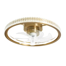 BHS Lyona LED Dimmable Fan Ceiling Light, Warm Brass