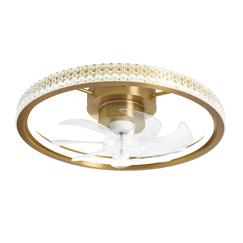 image 1 of BHS Lyona LED Dimmable Fan Ceiling Light, Warm Brass