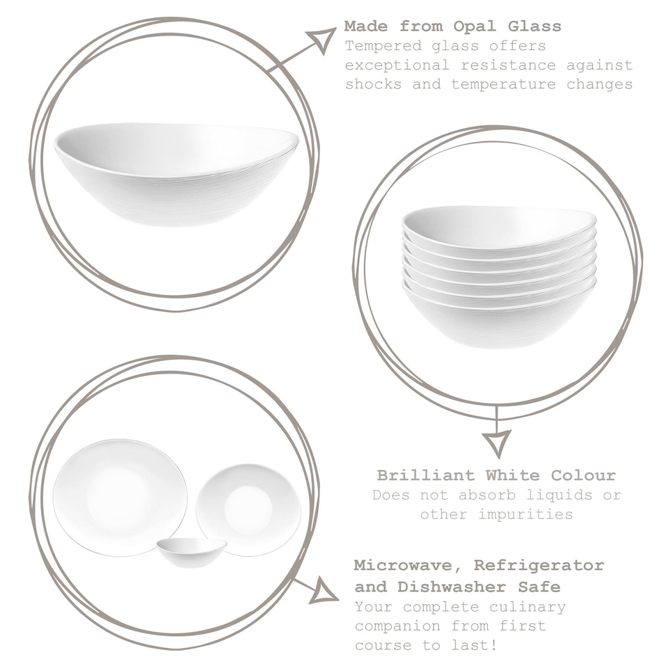 image 1 of Bormioli Rocco Prometo Glass Serving Bowls - 15cm - White - Pack of 6 | White | White