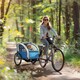 image 2 of HOMCOM 2 Seat Bike Trailer with 5 Point Harness, for 18+ Months, Blue