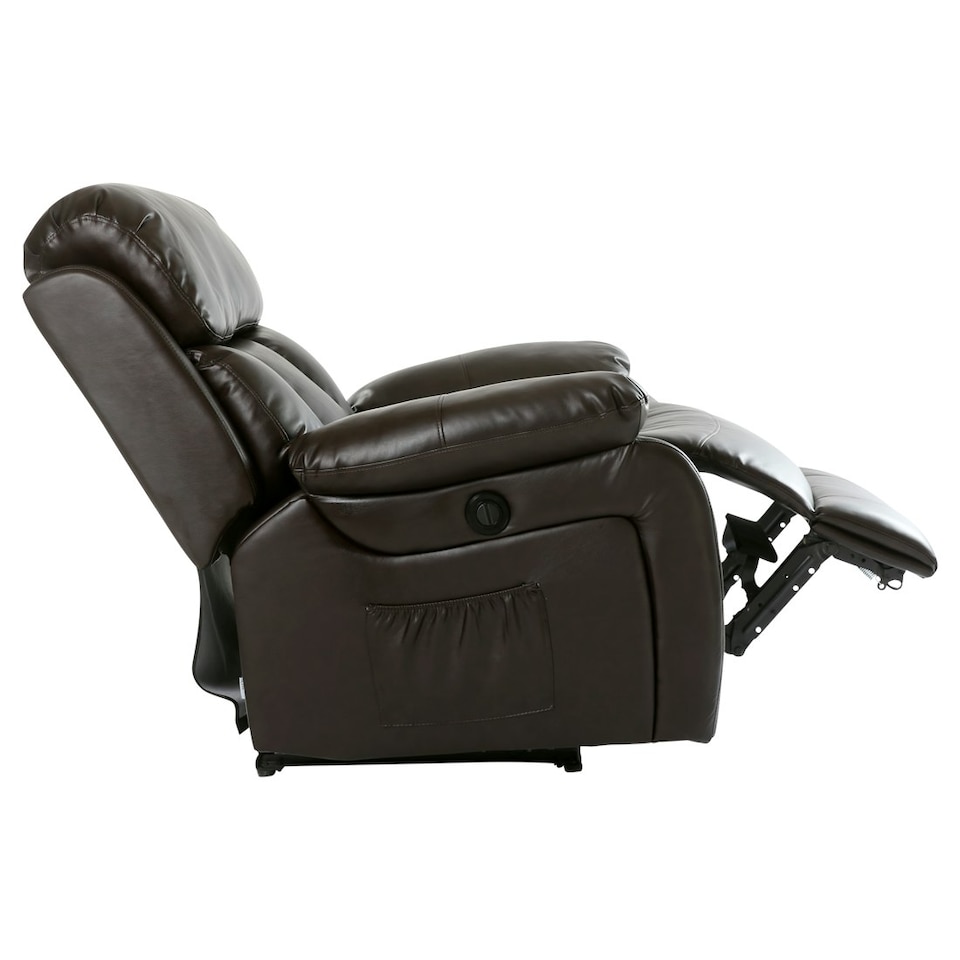 image 1 of Chester Electric Bonded Leather Automatic Recliner Heat & Massage Chair (Brown)