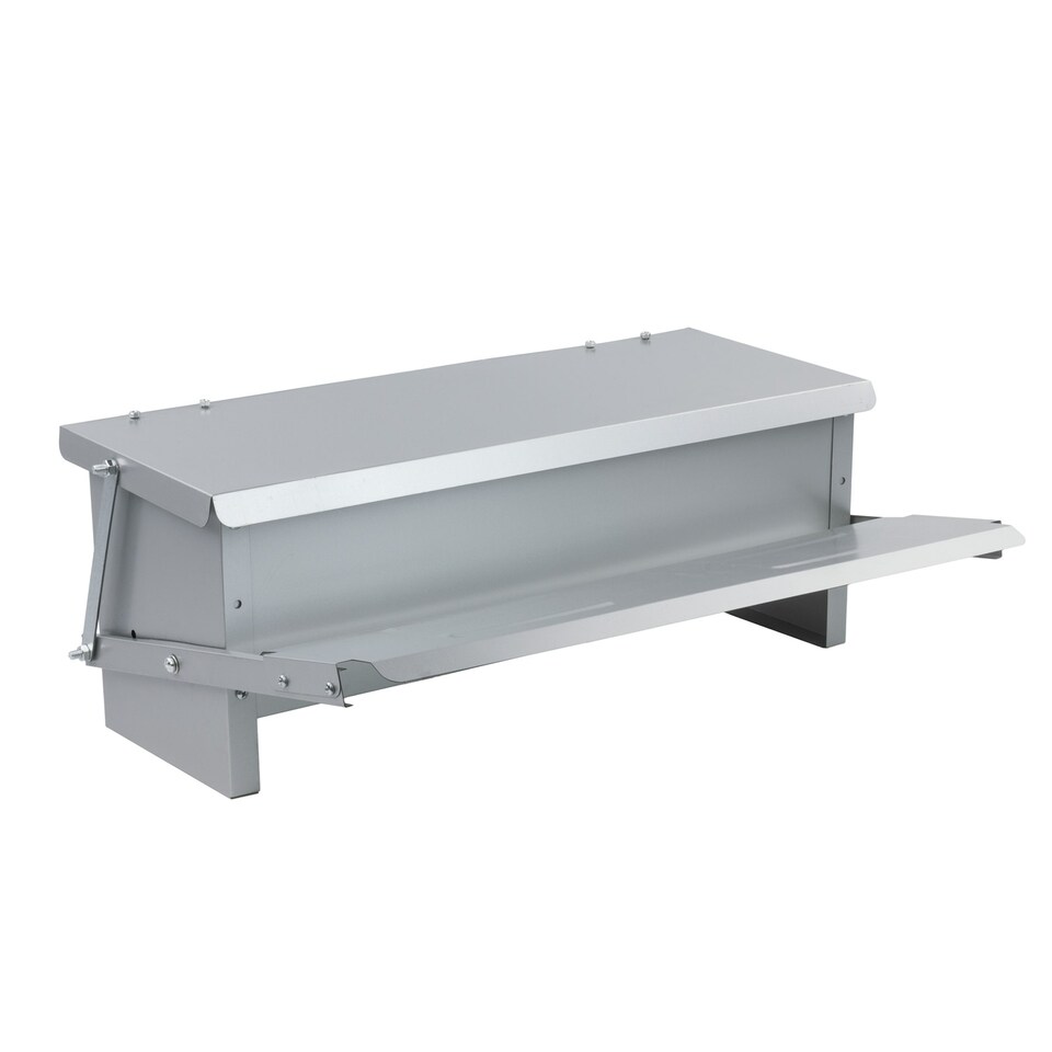 image 1 of KCT 10kg Automatic Chicken Feeder Self Opening Grey Steel Trough Poultry Treadle | Grey | 1