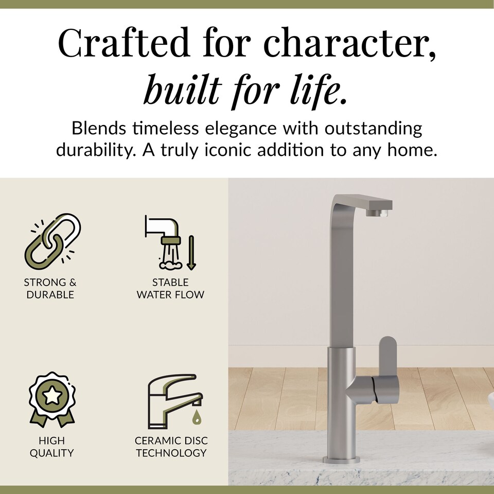 image 1 of Chara Kitchen Mixer Tap for Sink Mono - Brushed Nickel | Silver | Brushed Nickel | 1