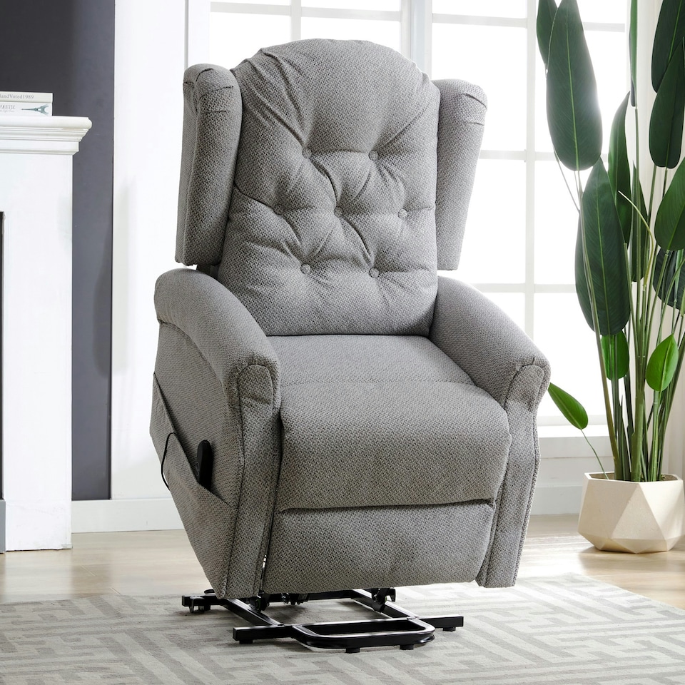 image 1 of Crawley Electric Lift-Assist Riser Recliner - Light Grey