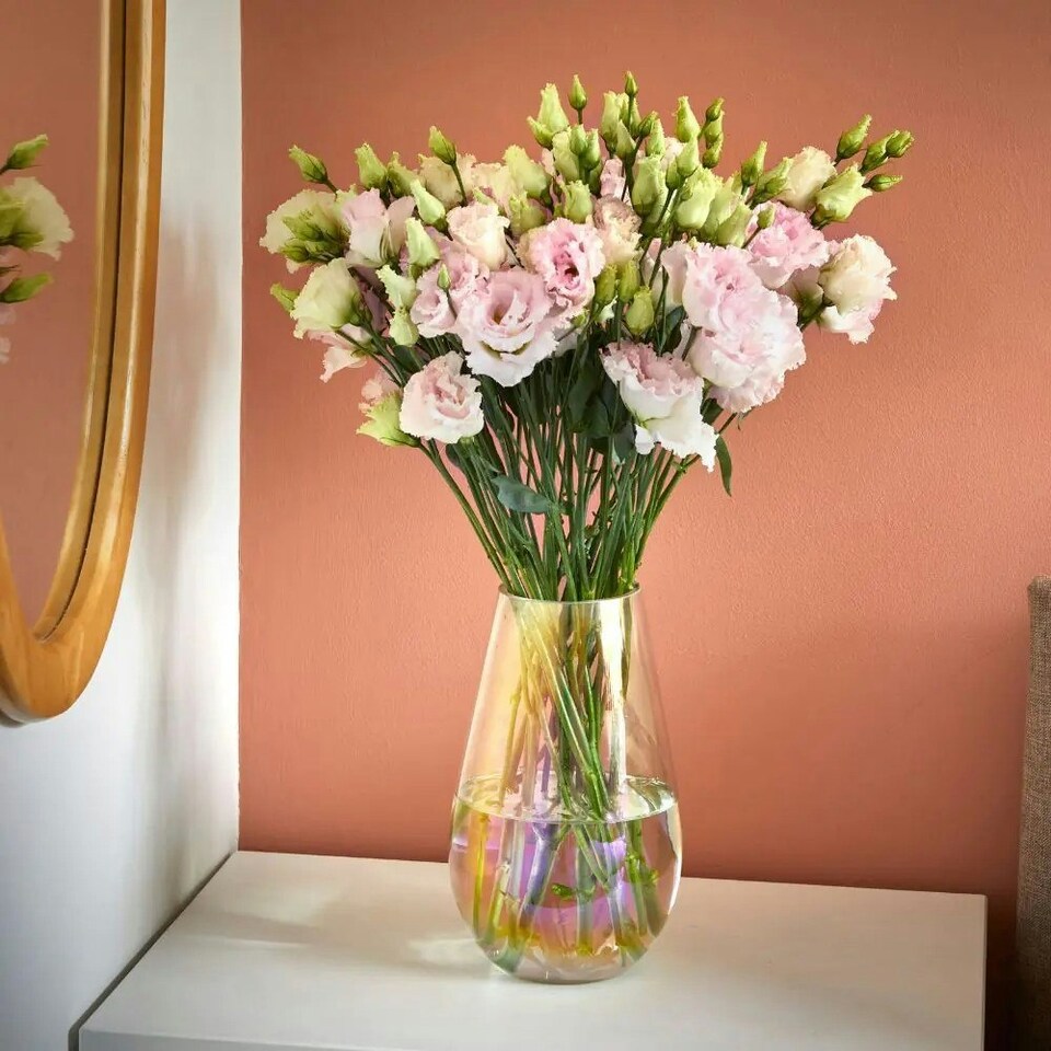 image 1 of Glass Pearlescent Flower Vase