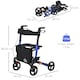 image 5 of HOMCOM 4 Wheel Rollator with Seat and Back, Folding Mobility Walker with Carry Bag, Adjustable Height, Dual Brakes, Cane Holder, Lightweight Aluminium Walking Frame for Seniors and Disabled, Blue