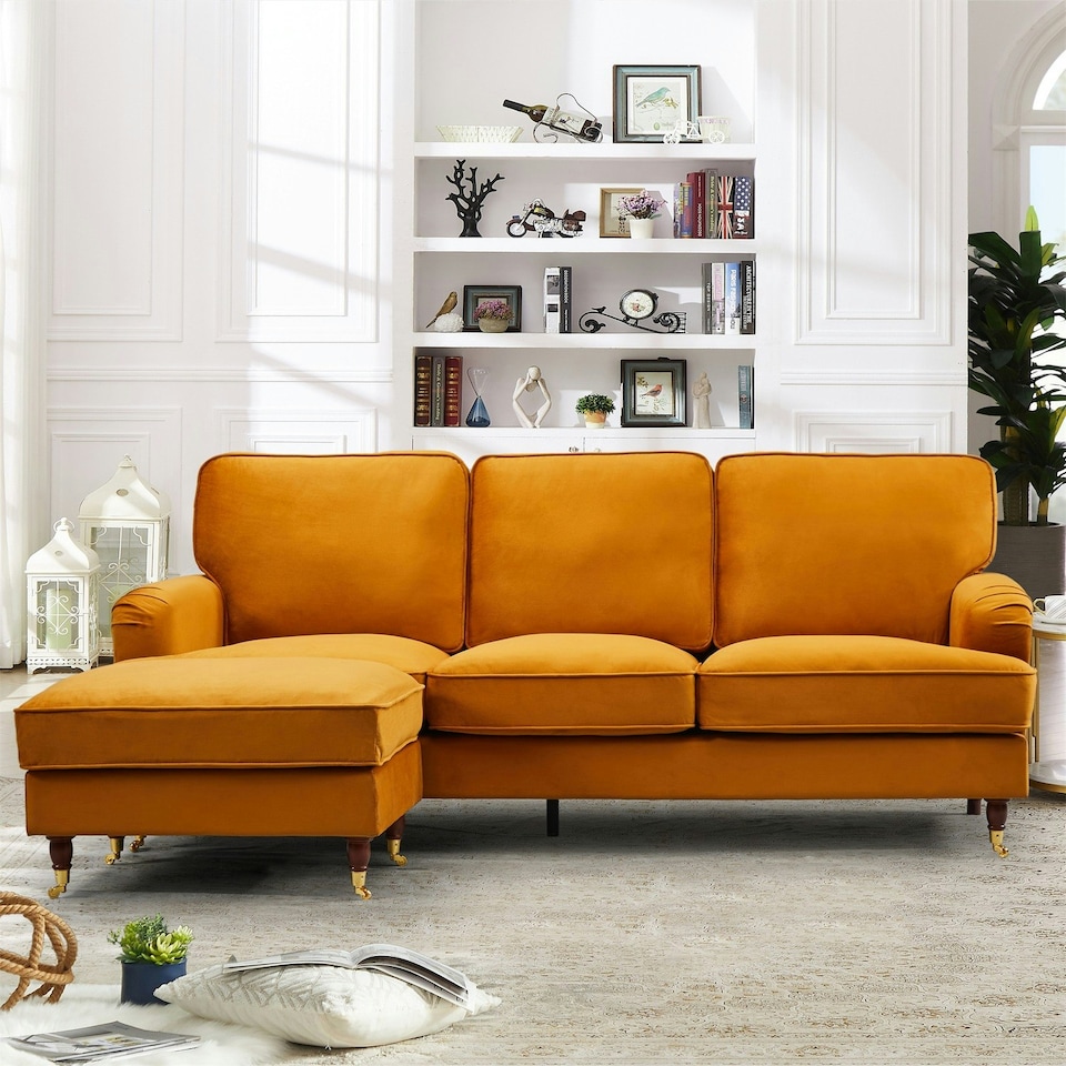 image 1 of Woodbury Reversible Corner Sofa - Orange