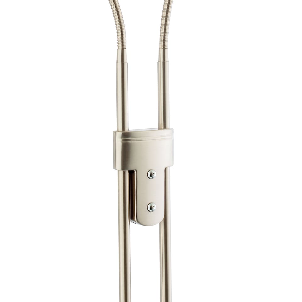 image 1 of Double Arm Nickel Floor Lamp with Dimmer and Colour Control Warm-Cool White | Silver
