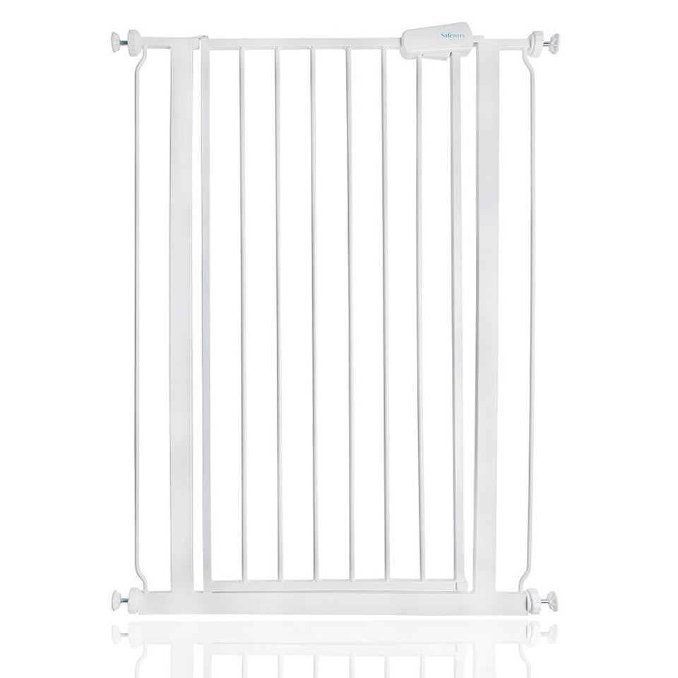 image 1 of Safetots Extra Tall Metal Safety Gate Pressure Fit, 75cm - 82.6cm, White, 104cm in Height, Extra Tall Baby Gate | White | 1