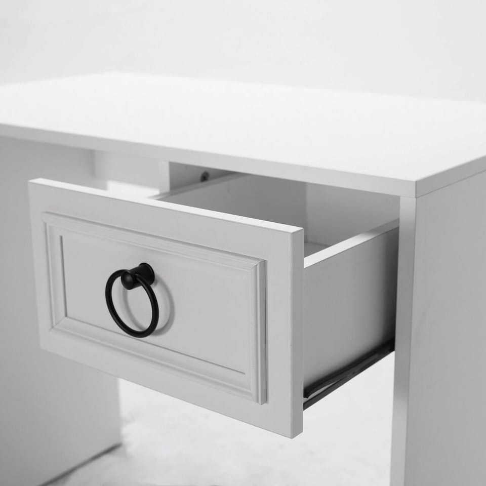 image 1 of Adore Matt White Laptop Study Desk with 1 Drawer | White