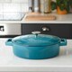 image 3 of Cooks Professional Cast Iron Casserole Set of 2 | 26cm and 28cm | Enamelled Inside and Out | Graduated Teal