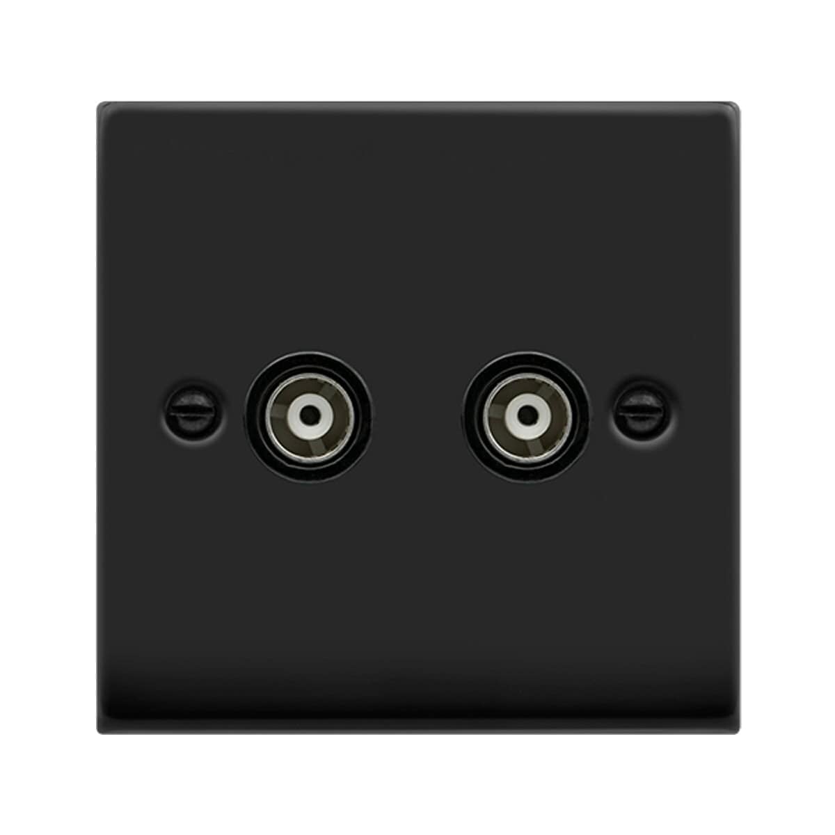 SE HOME Matt Black Twin Isolated Coaxial Socket Black Matt Black