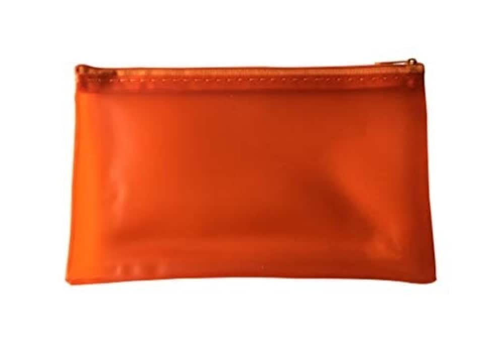 image 1 of 8x5" Frosted Orange Pencil Case - See Through Exam Clear Translucent
