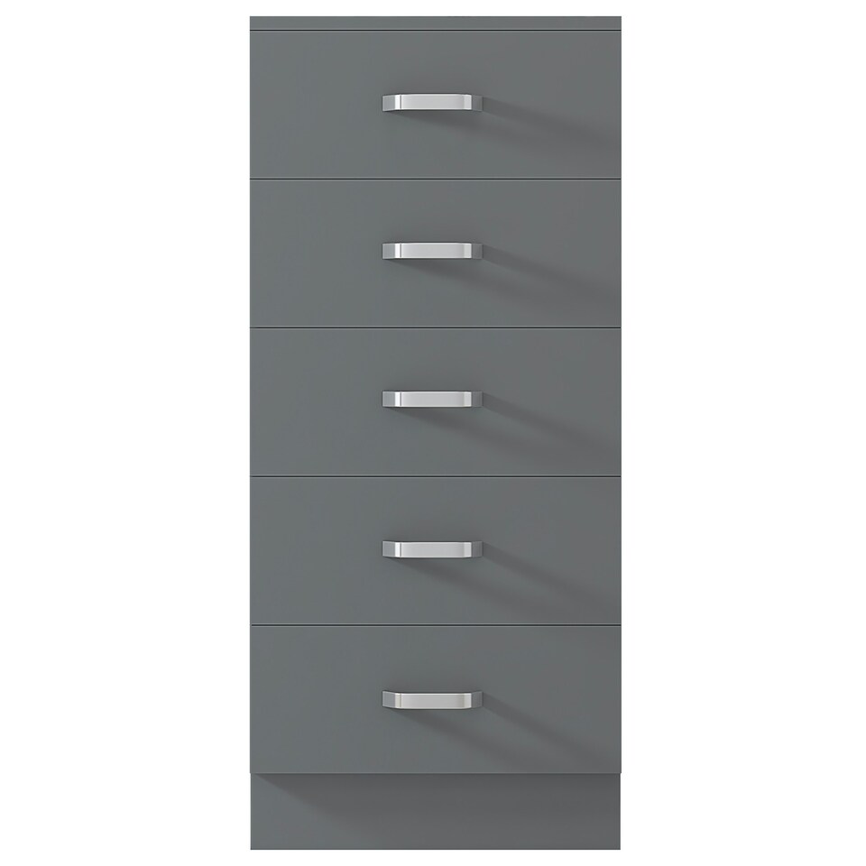 image 1 of FWStyle Tunis 5 Drawer Tallboy Slim Chest Of Drawers - Matt Grey