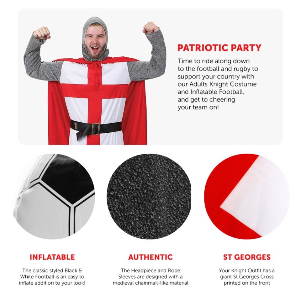 image 1 of St Georges Day Knights Costume with Inflatable Football | Multi | S