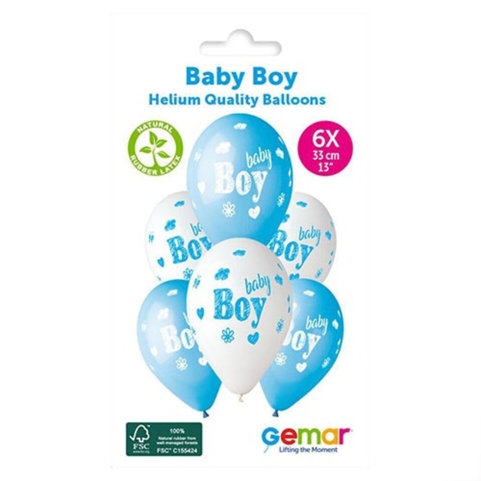 image 1 of Baby Boy Latex Balloons 33cm / 13 in - Pack of 6