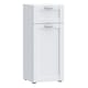 image 2 of Lokko Bathroom Storage Unit with 1 Door & 1 Drawer with Silver Handles in White